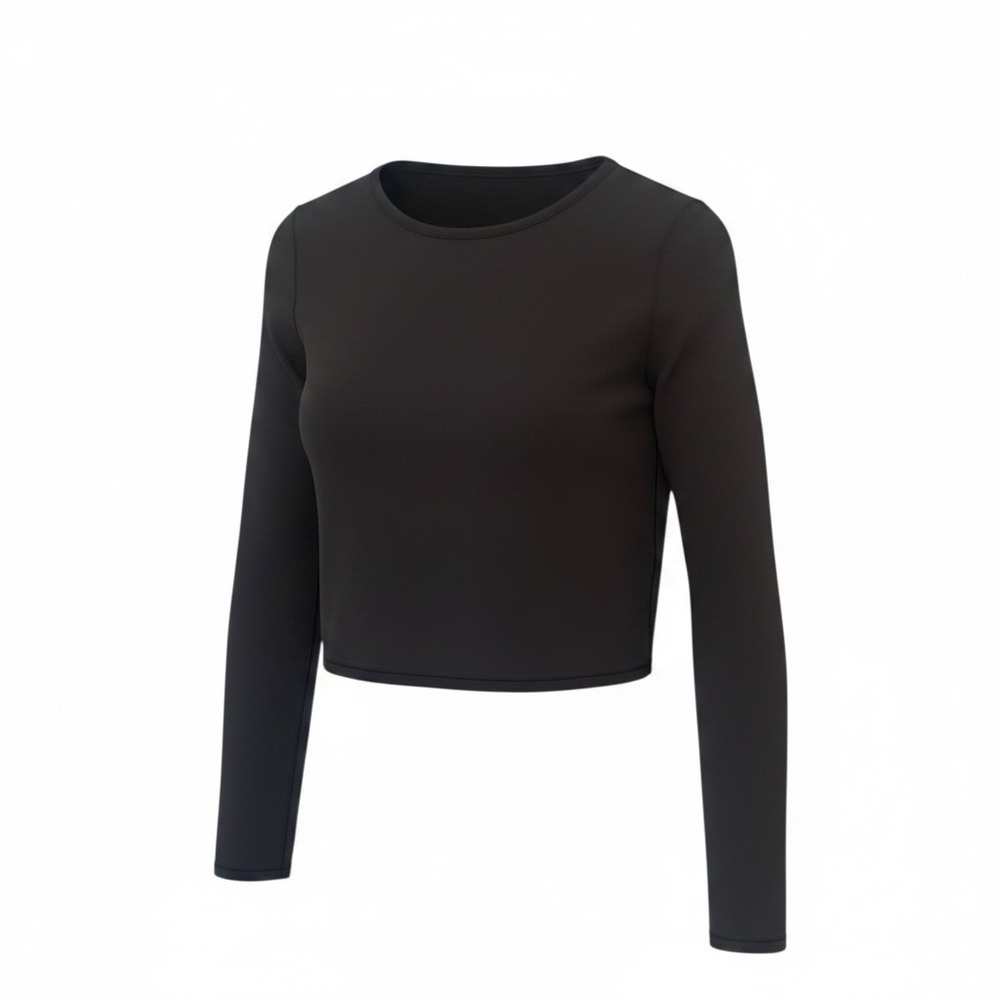 Lululemon Womens Black Long Sleeve Cropped Activewear Top Size 8 Gym Yoga
